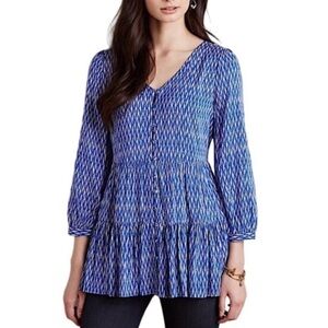 Anthropologie Blue Patterned Tunic